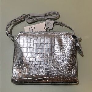 A New Day Silver Crocodile Embossed Crossbody Bag